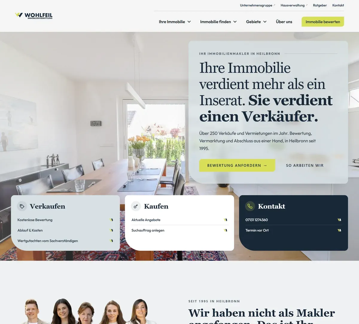Startseite von Wohlfeil Immobilien