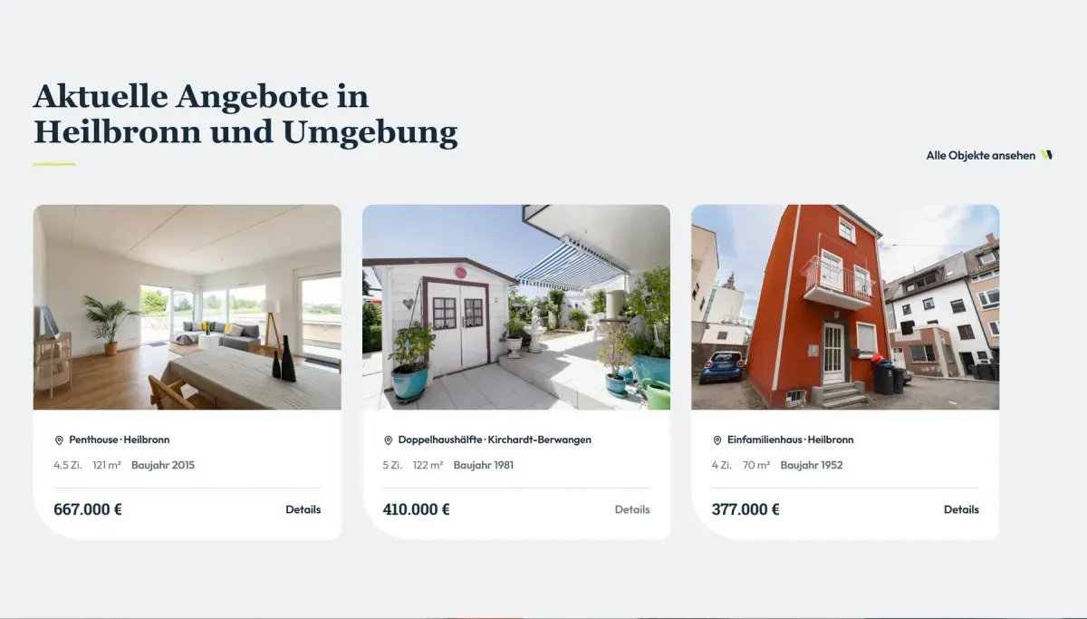 Übersicht der aktuellen Angebote von Wohlfeil Immobilien